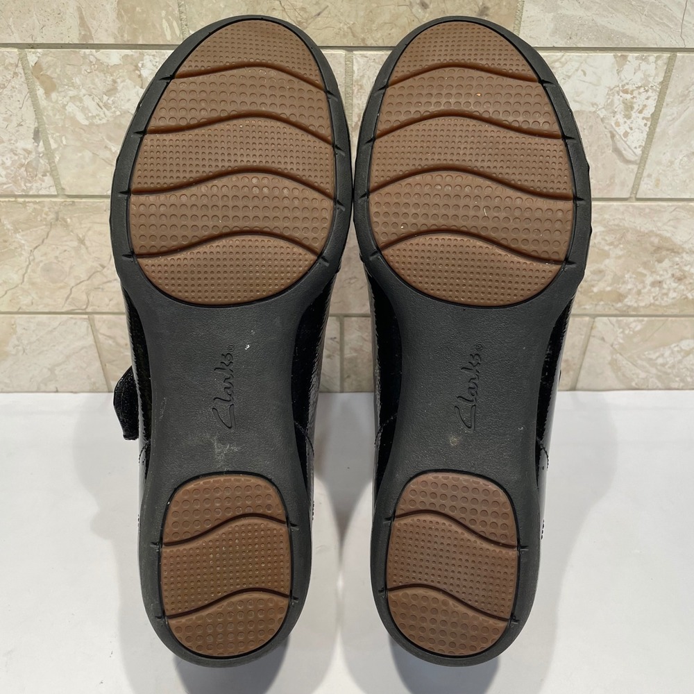 Clarks Womens Black Patent Leather Slip Resistant Mary Jane Shoes Size 10M - Picture 8 of 8